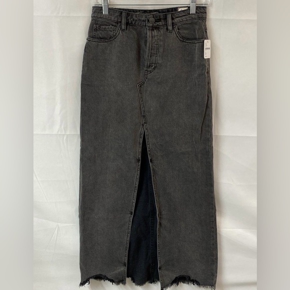 We The Free Dresses & Skirts - We The Free Faded Black Denim Maxi Skirt with Front Slit